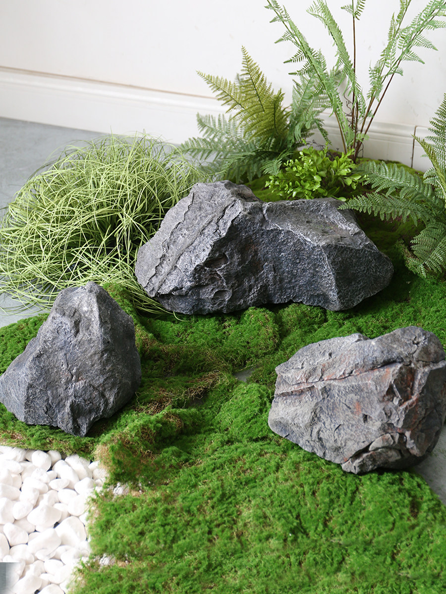 高彷真泡沫假山石头植物流水造景岩石道具青苔软装庭院植被摆件