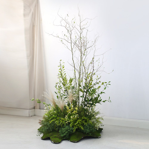 野花室内商铺花堆仿真绿植造景