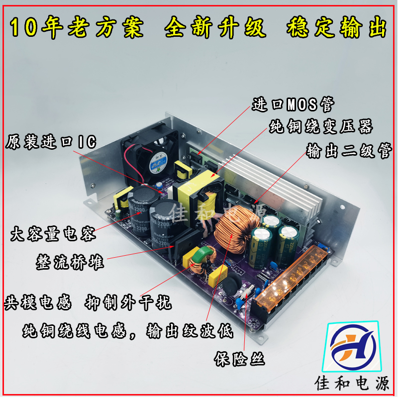 交流220V转DC0-24V40A 48V20A 3C6V28A 60V1000W直流LED开关电源