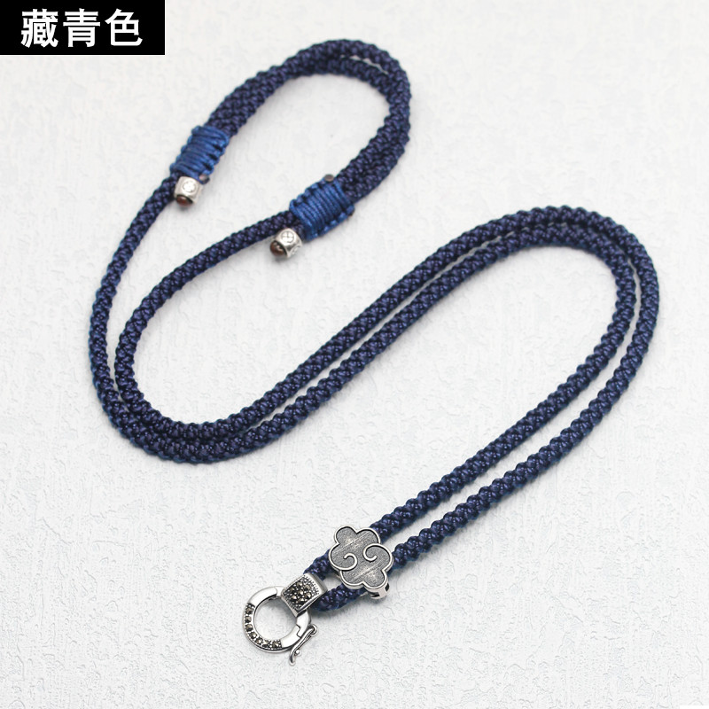 活动扣吊坠绳手工挂绳S925纯银扣吊坠挂绳玉器水晶蜜蜡挂坠绳子