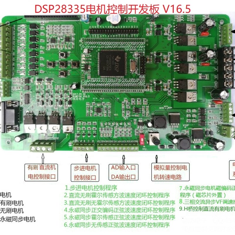 电机控制开发板 BLDC/PMSM电机SVPWM控制 DSP28335双闭环控制