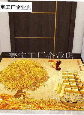 绿色地垫入户门垫进门发财树防滑门口地垫家用脚U垫中式喜上眉梢\