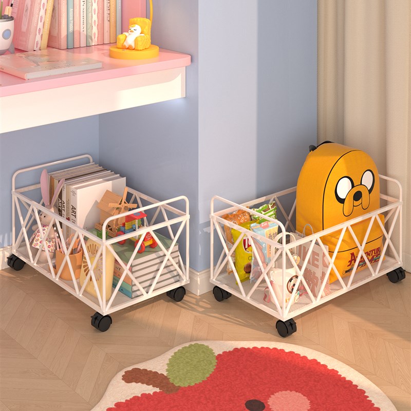书包置物架学生桌下收纳小推车家用移动书M架放书本带滑轮收纳架