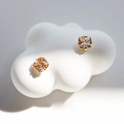 天然黄水晶S925纯银简约通勤耳钉