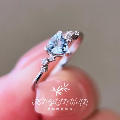 海蓝宝满天星戒指女S925纯银