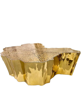 Bocadolobo意式轻奢异形树根茶几不锈钢别墅蚀刻咖啡桌树桩茶桌子