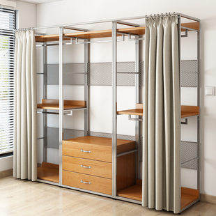 金属衣柜2026新款爆款实木卧室家用铁艺钢架结构全挂式定制衣帽间