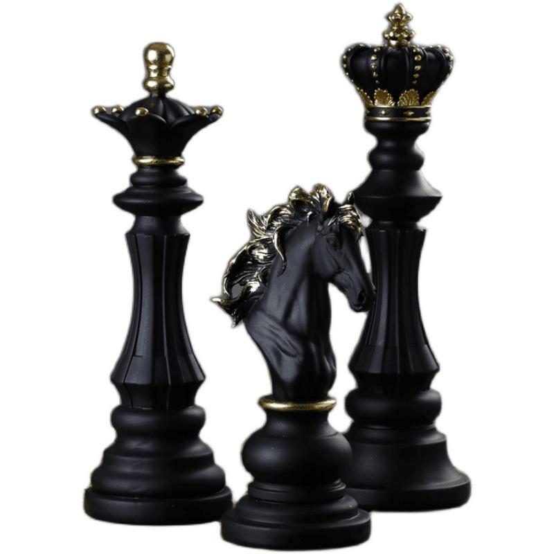 国际象棋树脂摆件电视柜酒柜橱窗学院装饰品国王王后战马棋子摆设