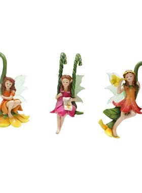 新款夜光花仙子姐妹挂件树脂园林庭院围栏仙女挂饰雕像微景观