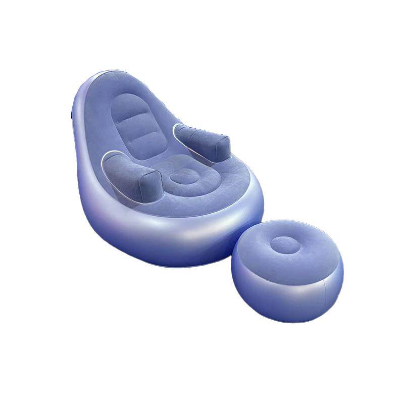 爆款单人植绒沙发懒人充气床可折叠沙发椅加厚脚蹬躺椅套装