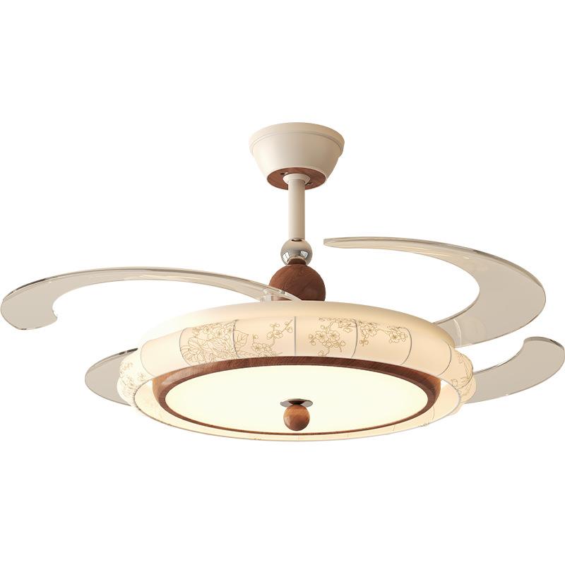 新式隐风形扇灯中护风变频静音客厅吊扇灯中古餐厅卧室电扇吊灯