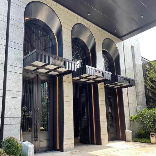 工厂直供别墅大门圆弧拱形不锈钢哑口门套酒店钛金定制门框