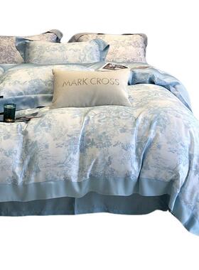 裸睡100支兰精天丝四件套双面冰丝滑绸缎春夏季被套轻奢风床上用