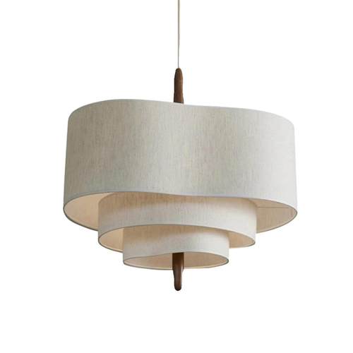 法式中古客厅主灯复古卧室餐厅实木书房创意日式侘寂风布艺吊灯