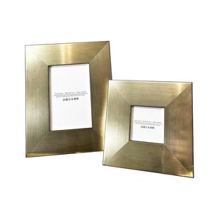 奇奥相框正方形简约拉丝金色轻奢宽边质感摆台客厅样板房摆件画框