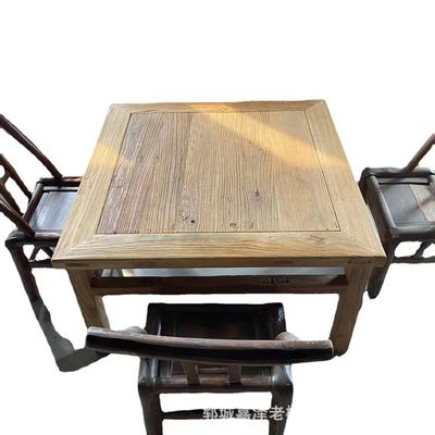 老榆木实木方桌餐桌茶桌风化旧木板八仙桌复古禅意民宿饭店餐桌