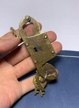 仿古做旧民国款纯铜黄铜指拷铜拇指拷锁扣把玩带钥匙