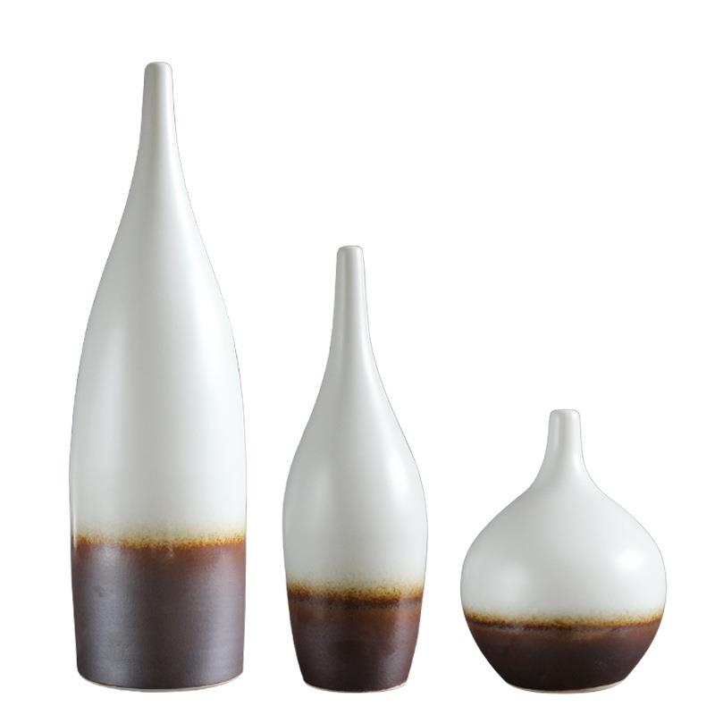 创意新中软式素烧陶瓷花瓶摆客厅件餐桌插花花器样板房玄GRM关饰