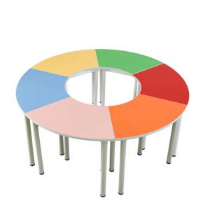 心理教室六边形桌椅拼接组合八人桌椅学生辅导彩色培训团体活动桌