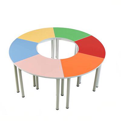 心理教室六边形桌椅拼接组合八人桌椅学生辅导彩色培训团体活动桌