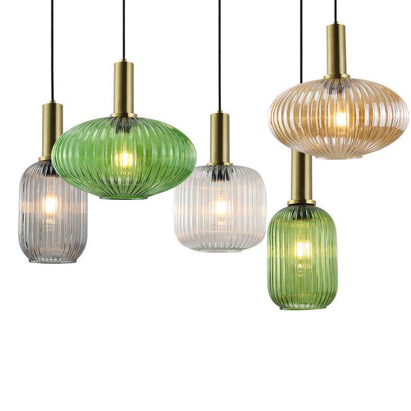 现代简约玻璃吊灯创意简约餐厅床头吧台阳台咖啡厅书房墨绿色吊灯