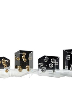 现代简约欧式轻奢亚克力罩子星球摆件样板房售楼处软装饰品摆设