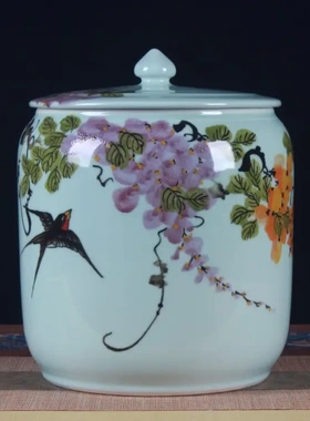 手绘景德镇陶瓷米缸米桶25斤装