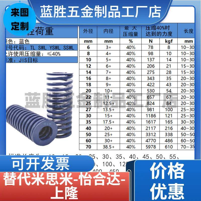 T-SWL40-40/50/60/100/125/150/200/250到300蓝色40外径模具弹簧