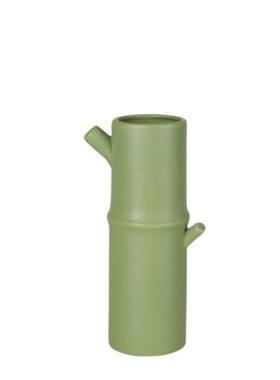 现代中式绿色竹节陶瓷花瓶客厅样板房会所设计师装饰花器软装摆件