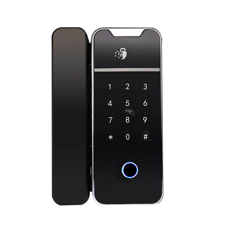 办公室玻璃门密码锁双门双开单开公司商铺有框智能指纹门锁通通锁