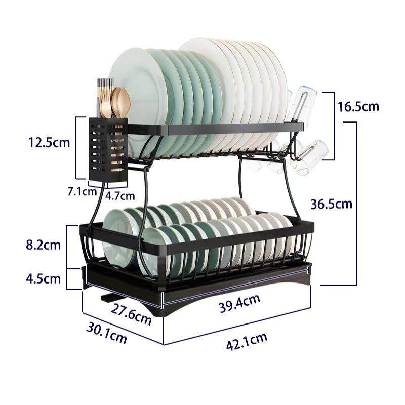 厨房置物架不锈钢家用碗碟沥水架双层多功能放餐具碗筷水杯收纳架