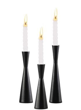 烛台铁艺小蛮腰蜡烛台哑光黑色锥形底座客厅工艺品摆件