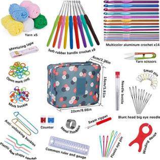 107件套钩针套装便携式毛线编织工具新手钩针全套材料包