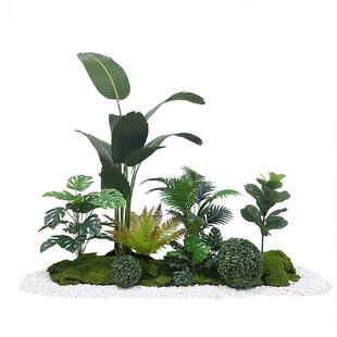 仿真植物造景仿生旅人蕉散尾葵盆栽办公室餐厅楼梯下橱窗假绿植