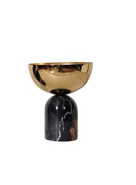 现代简约轻奢黑金双拼色果盘花盆样板房餐桌茶几软装饰品茶几摆件