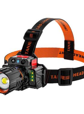 LED头灯强光可充电远射防水军家用超亮头戴式夜钓鱼户外感应矿灯