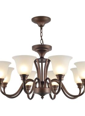 美式客厅吊灯铁艺简约乡村客厅灯餐厅灯复古大厅欧式卧室黑色吊灯