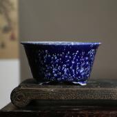 紫砂花盆陶瓷盆景盆日式 中国风文堂盆手绘斗笠斗盆觅陶乡菖蒲盆