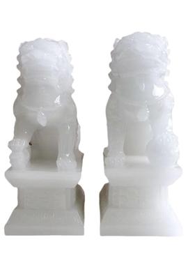 新中式仿白玉对狮子摆件客厅别墅玄关装饰摆件软装设计家装饰品