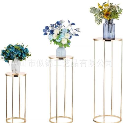 婚庆布置路引花架金色铁艺婚礼道具架子摆件电镀方框装饰花器