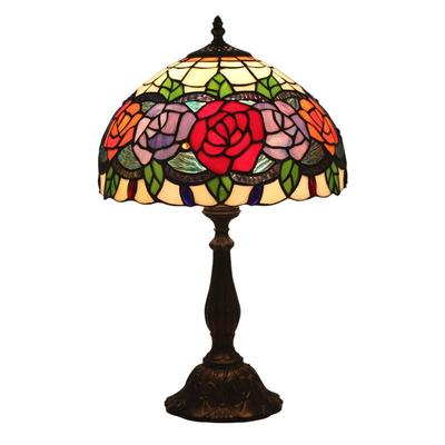 出口玫瑰花台灯卧室婚房床头柜灯欧式复古酒吧咖啡馆书房台灯