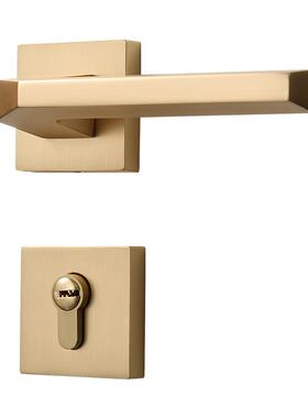 室内卧室静音房门锁北欧简约磁吸分体锁现代卫生间铜拉丝门锁