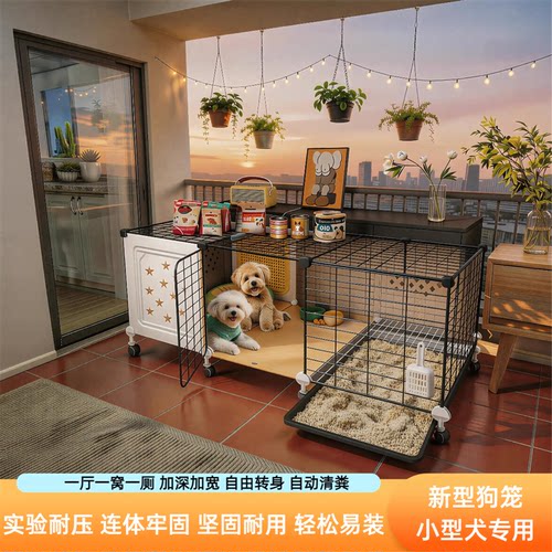 狗笼小型犬室内宠物小狗专用厕所分离一体笼子一室一厅一卫小别墅