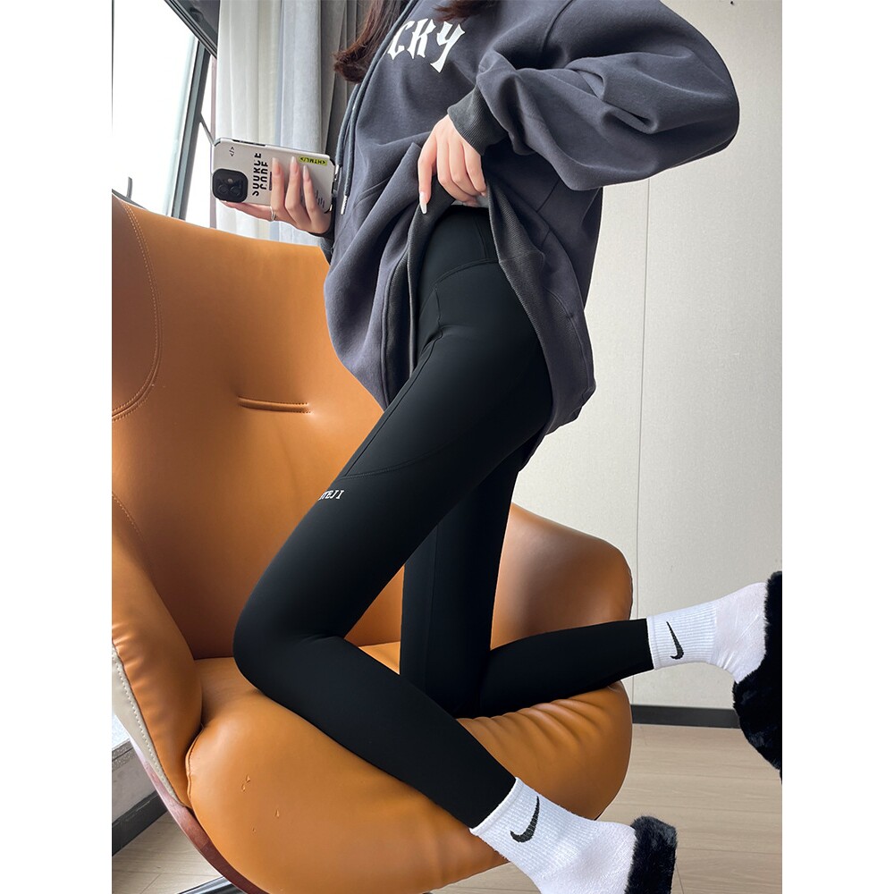 鲨鱼裤女外穿春秋高腰显瘦提臀紧身瘦腿裤秋季薄款瑜伽黑色打底裤