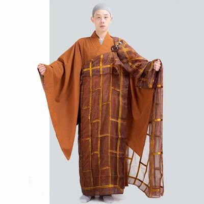 新款僧服夏季薄款祖衣男三衣袈裟玻璃丝金边搭衣出家人法衣法师僧