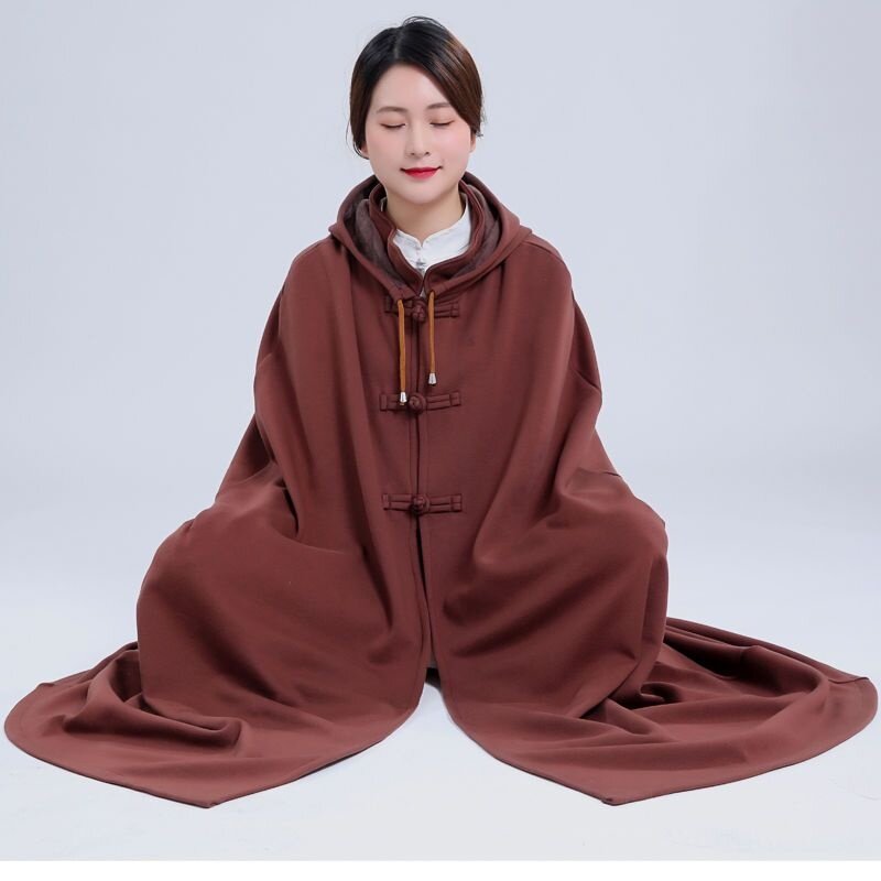 新精梳棉加绒单层僧服打坐斗篷打坐披风居士打坐服禅修服春秋冬款