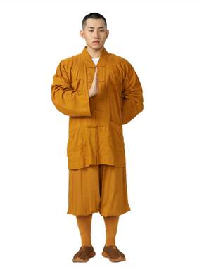 新款丝光棉短褂传统布扣僧短套和尚衣服套装僧服僧衣短套出家人衣