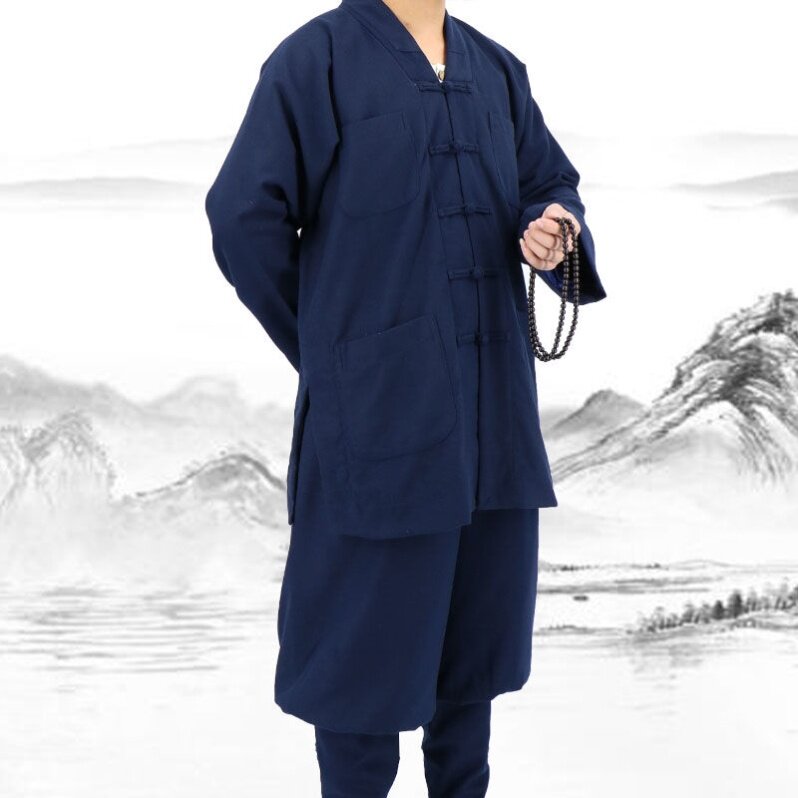 新僧衣秋冬季毛呢免绑腿短褂套装出家师父和尚服小褂保暖加厚僧装