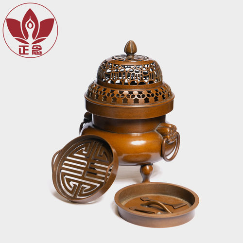 庆松堂苏工铜炉名家胡庆松五福炉紫铜复古印香炉摆件收藏熏香