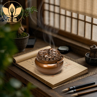 庆松堂苏工铜炉名家胡庆松制提梁圆手炉紫铜复古炉禅意摆件熏香炉